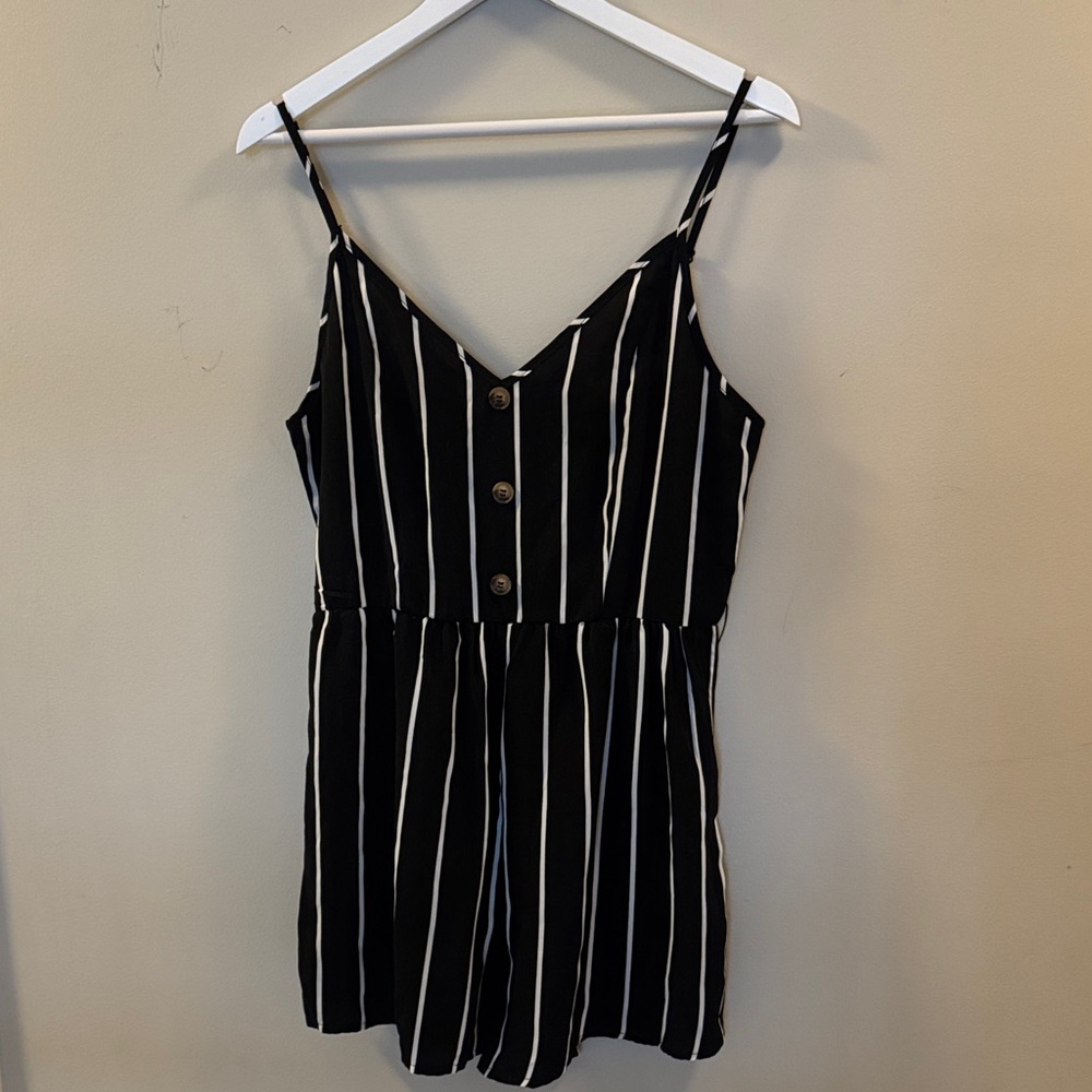 SHEIN Black and White Striped Jumpsuit